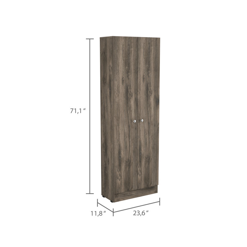 Armoire de rangement rectangulaire à 2 portes Buxton, Marron foncé