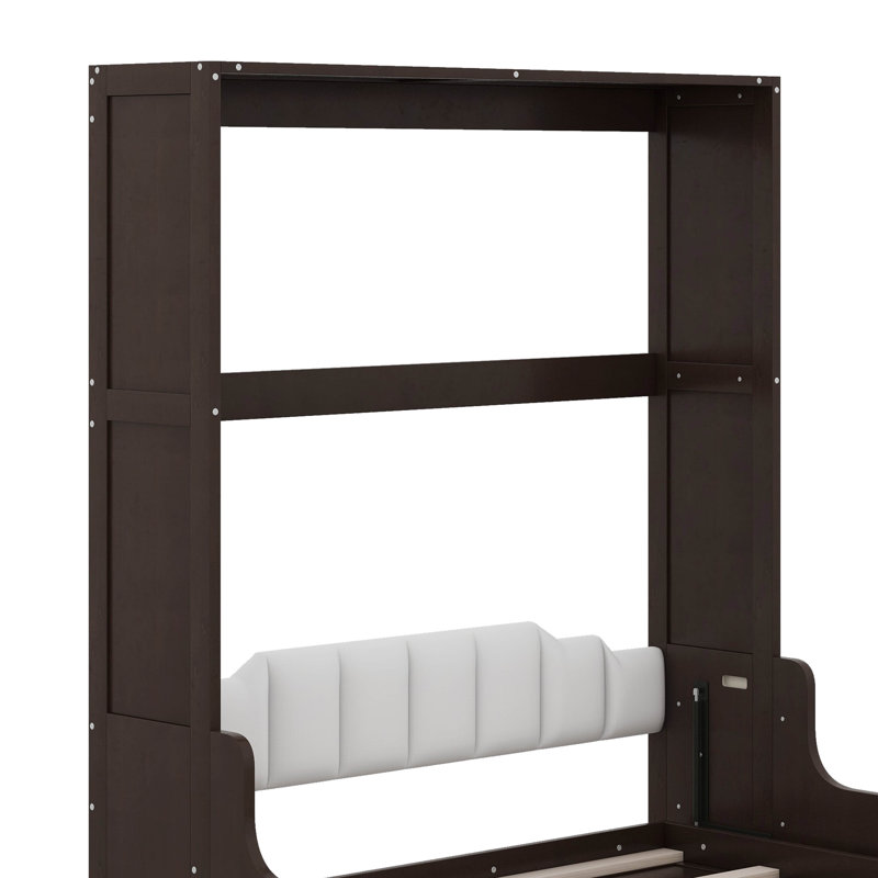 Grand lit escamotable mural avec coussin, Espresso
