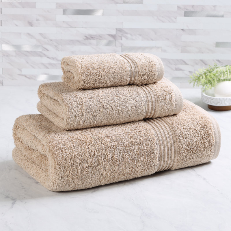 Oleg Heritage Egyptian Cotton Soft Absorbent Luxury 3 Piece Bathroom Towel Set, Taupe