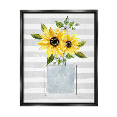 " Flower Blossoms Perfume Bottle Vase Casual Stripes " by Carol Robinson Painting Print