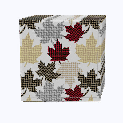 100% Cotton Houndstooth Maple Leaves Square Napkin
