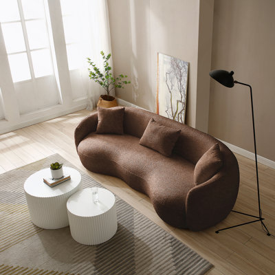 Canapé incurvé 93,6 pouces Mid Century Modern, canapé en tissu pour chambre à coucher