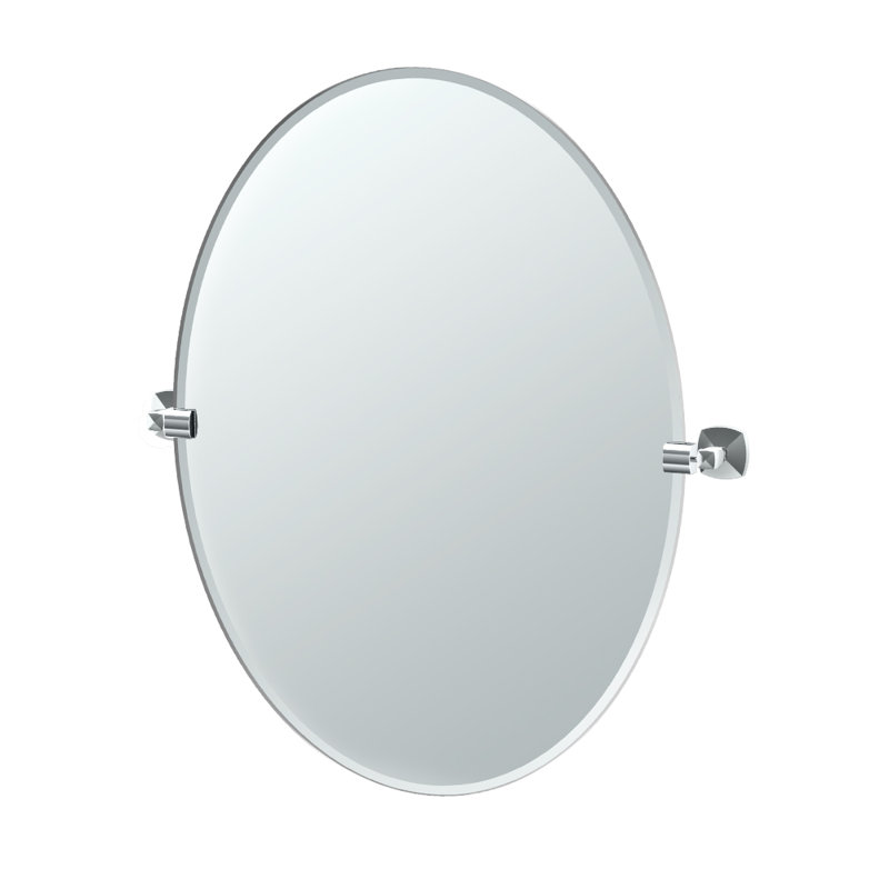 Miroir de meuble-lavabo ovale mural sans cadre H 32 po Jewel | Pivots et miroir biseauté, Chrome chrome
