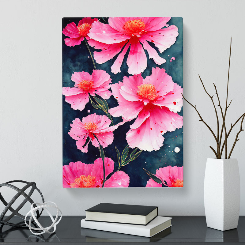 Carnation Flower Splatter Vol.3 - Wrapped Canvas, 50cm H x 35cm W x 3cm D