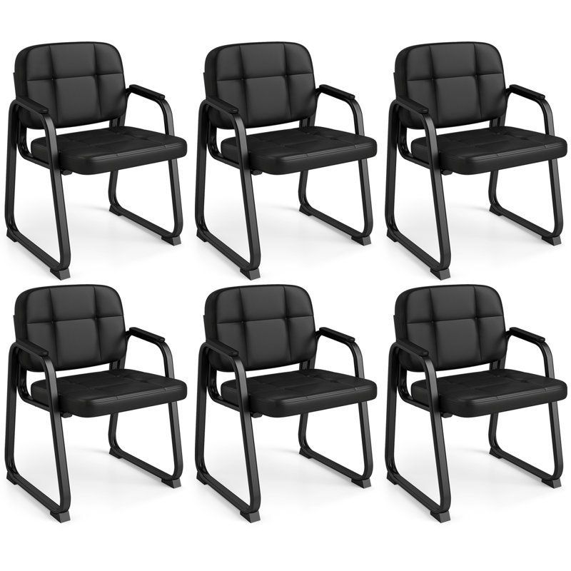 Ensemble de 6 chaises de bureau en cuir avec accoudoirs rembourrés et structure en métal