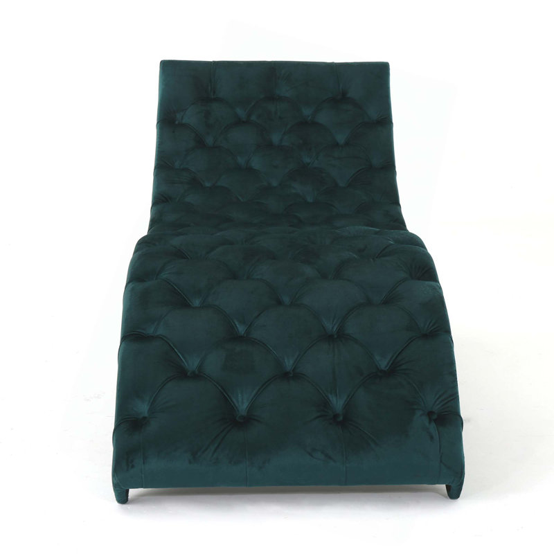 Chaise longue avec tissu en velours, Bleu sarcelle
