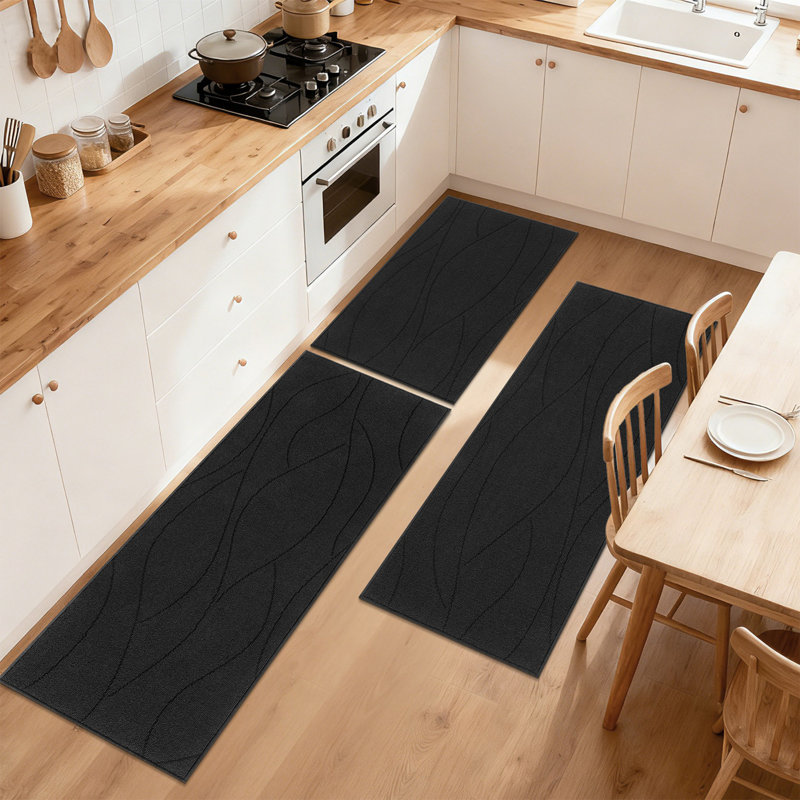 Kitchen Rugs Set, Black