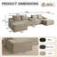 Canapé d'angle modulaire en forme de U sans armature, canapé nuage en tissu velours côtelé avec console de rangement et poufs amovibles, canapé de sol convertible pour salon-1490104416