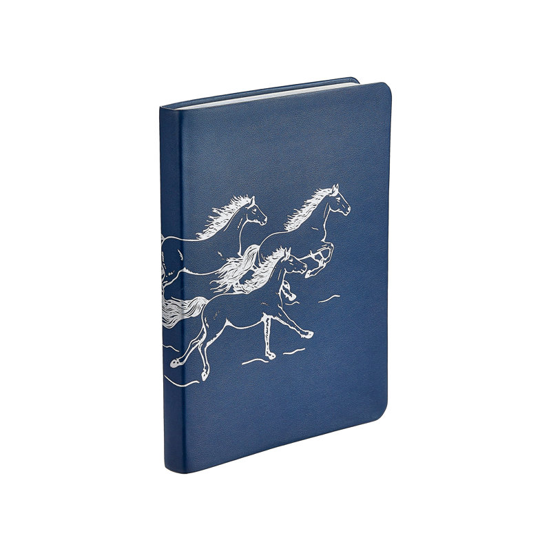 Running Horses Leather Journal, Blue