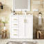 Ensemble de meuble-lavabo 30 po avec lavabo en céramique, armoire de rangement en bois massif, ensemble de meuble-lavabo autoportant avec 3 tiroirs et portes à fermeture douce-333666489