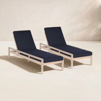 Amina 27" Acacia Patio Chaise Lounge Set