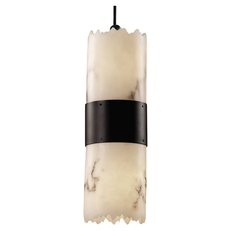 Luminaire suspendu cylindrique unique 2 lumières Keyon, Noir mat, H 13,5 po x l 4 po x P 4 po