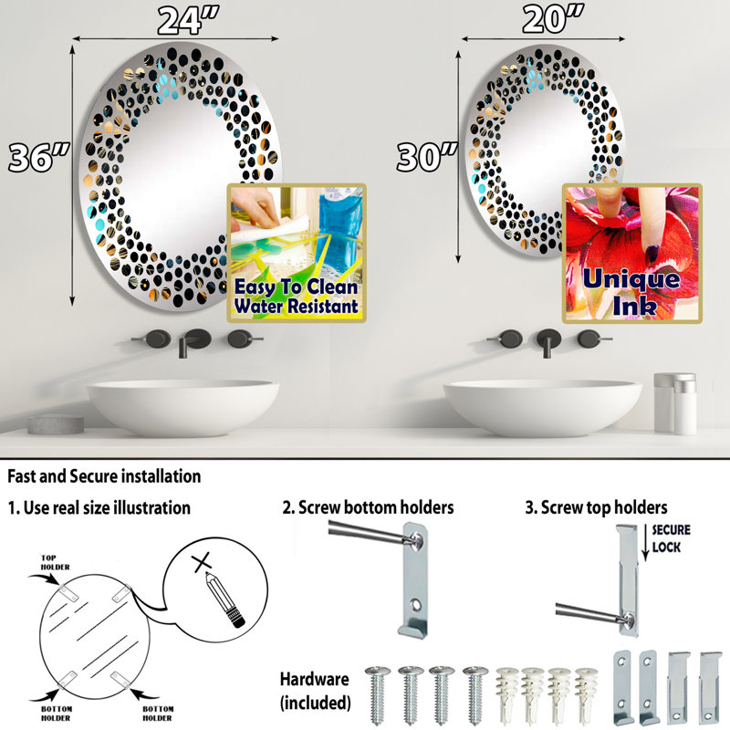 Miroir mural à pois Eclectic Boho Feather, L 24 po x H 36 po