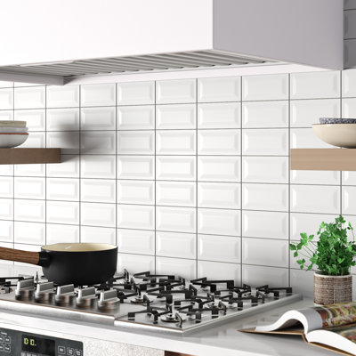 Segment Stone 3 in. x 6 in. Glossy Ceramic Inverted Beveled Wall Tile