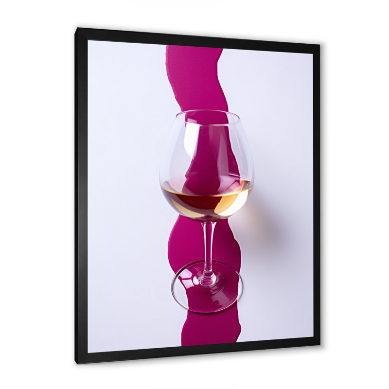 Verre à vin blanc présentation magenta, Cadre simple noir, H 44 po x l 34 po x P 1,5 po