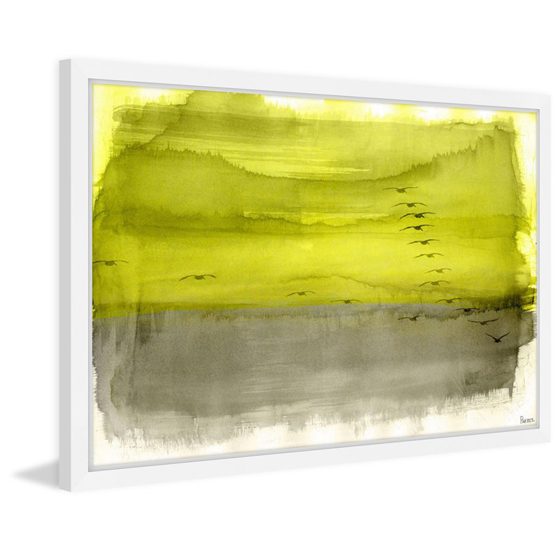 «Flock» encadré sur papier par Parvez Taj, H 12 po x l 18 po