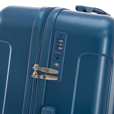 20 po / 24 po / 28 po 3 pièces / ensemble en valise à roulettes ABS, valise de cabine, couleur assortie, serrure à combinaison TSA (bleu foncé)