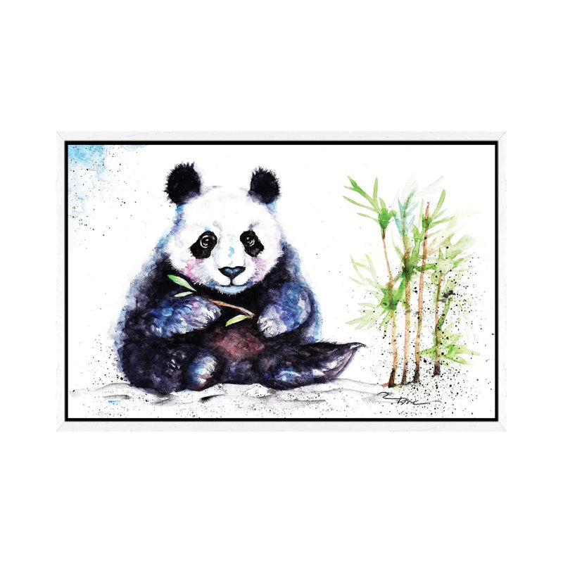 Little Panda by BebesArts - Floater Frame Gallery-Wrapped Canvas Giclée on Canvas, 66.04 cm H x 45.72 cm W