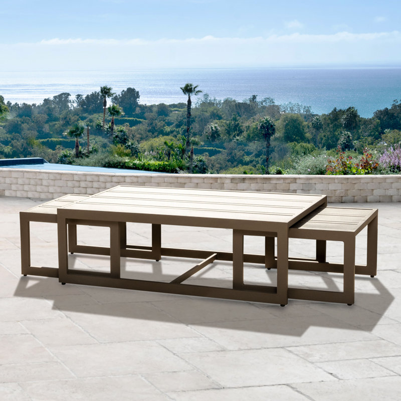 Anaiis Rectangular Metal Outdoor Coffee Table , 50'' in. W 28'' in. D