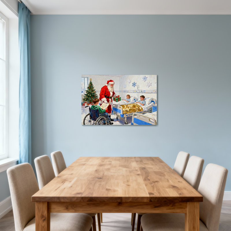 Le Père Noël rend visite aux enfants de l’hôpital à Noël, H 16 po x l 24 po