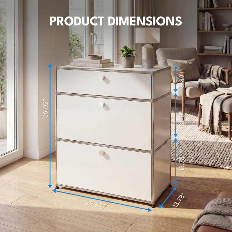 Buffet modulaire en métal, armoire de rangement décorative moderne, Blanc