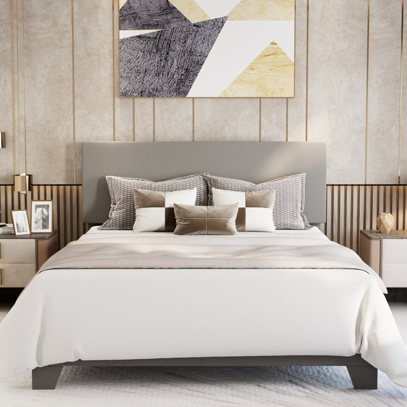 Litta Upholstered Platform Bed, Light Gray, Full