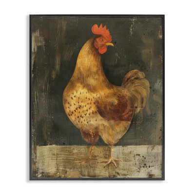  Chicken on Rustic Background Giclee Art by LSR Design Studio