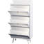 Range-chaussures avec 3 tiroirs pour l'entrée et l'extérieur, design moderne en arc, blanc, support 3 finitions blanches, stable