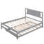 Lit plateforme double avec lit gigogne ajustable, caractéristique grise - pin et lit gigogne mobile-690203740