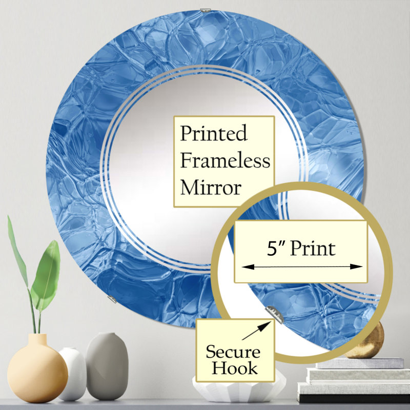 Blue Ice Structures - Miroir mural moderne rond, 24 po x 24 po