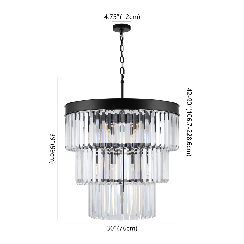 Lustre Crytal à 10 niveaux Pruitt, Noir