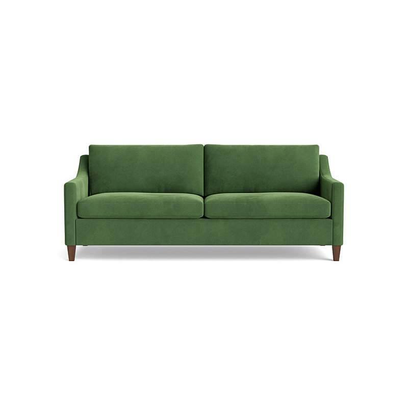 Vera Sofa (85"), Walnut Finish (Angled), Performance Velvet - Ivy