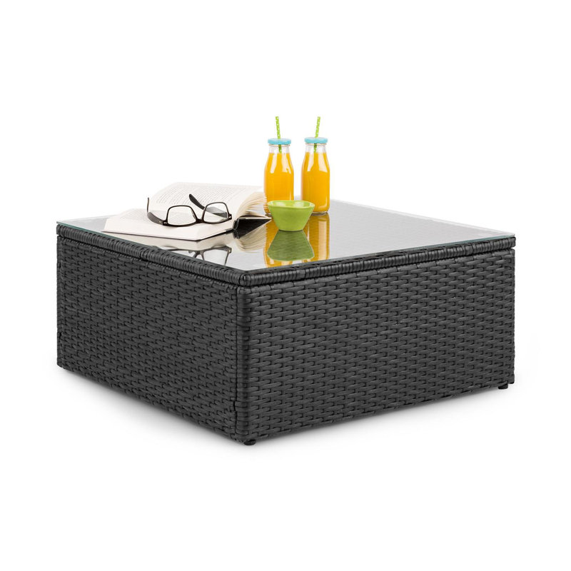 Theia Square Wicker Outdoor Coffee Table , 67cm cm W 65cm cm D, Black