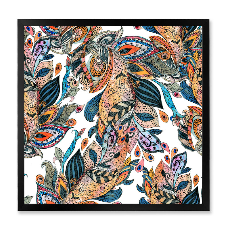 Floral Floral Abstract Texture - Impression sur toile, H 36 po x l 36 po x 1,5 po, Cadre photo noir