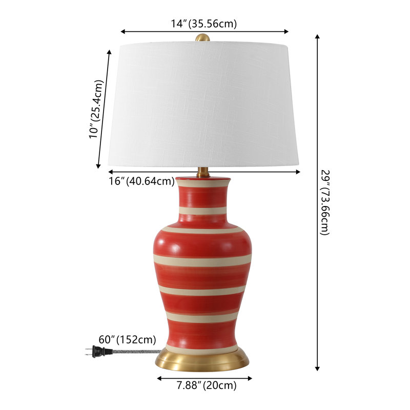 Herron 29" Table Lamp, Red/Beige