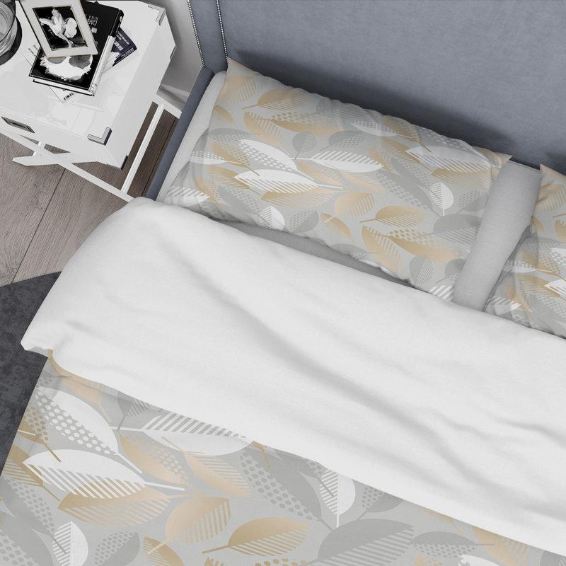 Ensemble de housse de couette Luxury Fall Leaves Mid-Century, Twin Duvet Cover + 2 Shams