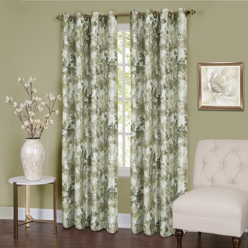 Sybilla Room Darkening Curtain Single Panel, 50"W x 63"L, Green