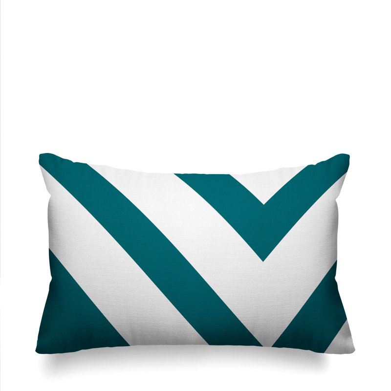 York Geometric Outdoor Reversible Throw Pillow, 14" x 20", Green, Rectangle