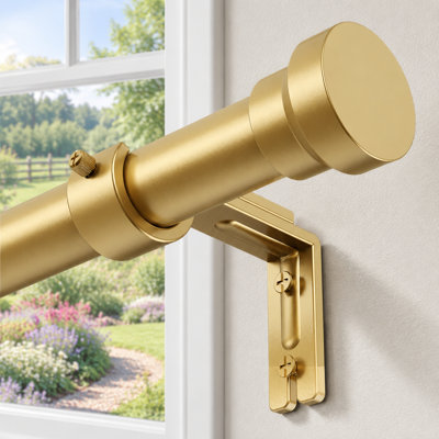 Gold Heavy Duty Curtain Rod, Adjustable 32-170 Inch Extra Long 1 Inch Window Treatment Rod with Modern Design and Easy Installation for Windows