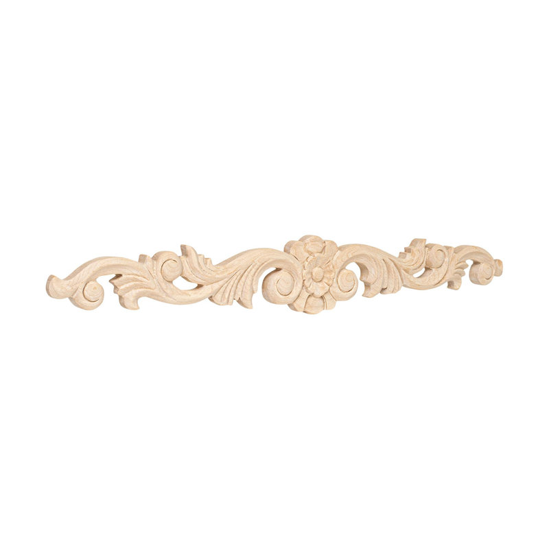 L 16 po X 12 po X 1/2 po Applique florale en bois sculpté à la main non fini nord-américain