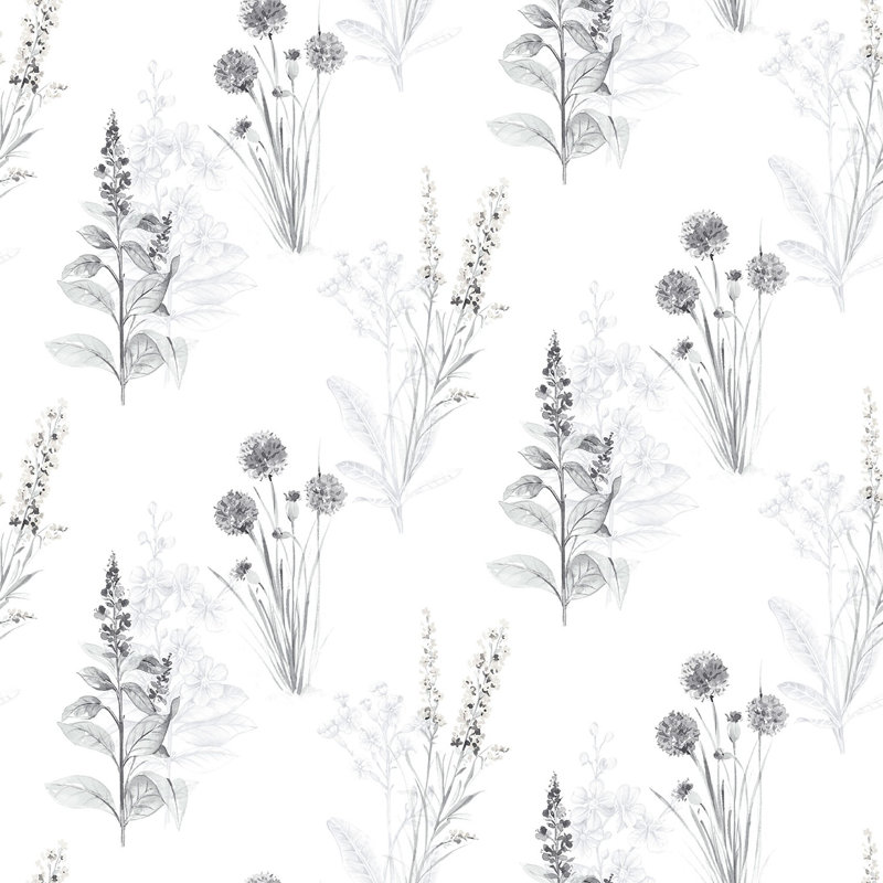 Garretson 1m x 52.8cm Satin Wallpaper Roll, Grey/White