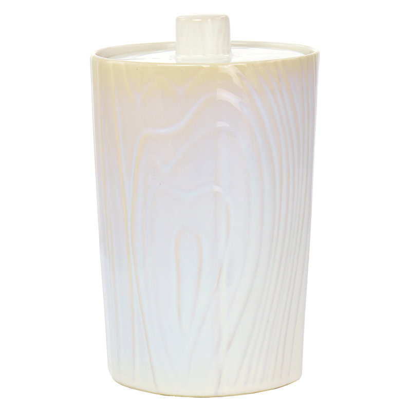 White Ceramic Round Food Storage Canister with Lid