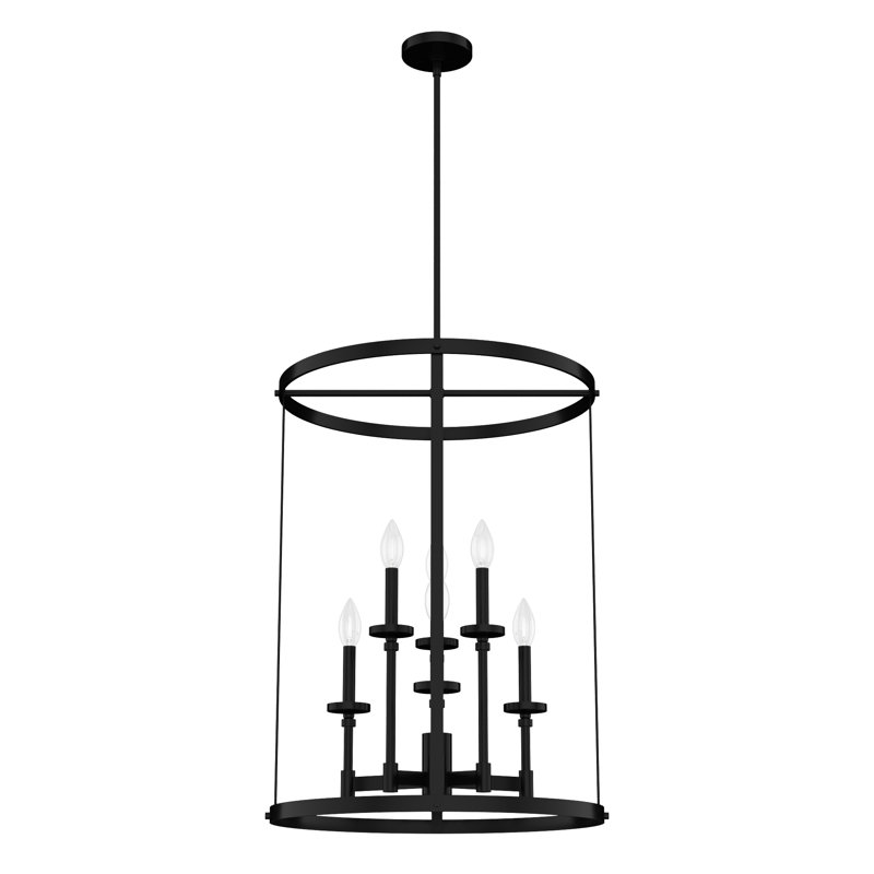 Plafonnier lustre à 6 lumières Hunter Briargrove, Noir mat