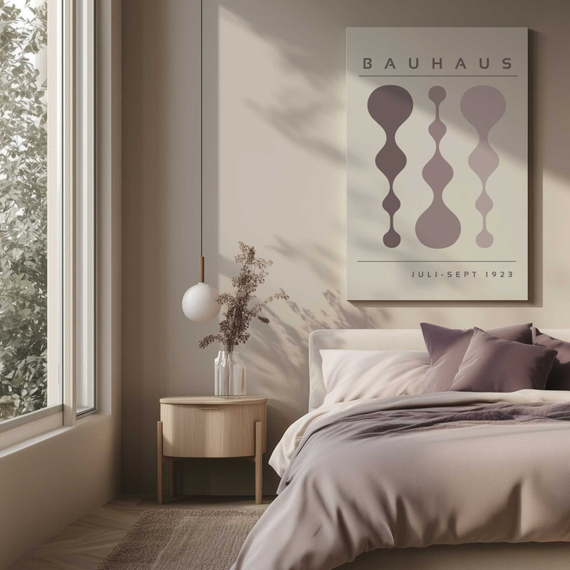 «Midnight Retro Bauhaus», reproduction sur toile encadrée, H 36,75 po x l 24,75 po, Taupe chaleureux, Toile tendue