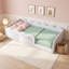 Lit de plancher rembourré avec garde-corps ondulés et poches de rangement latérales-2133285084-2133285085