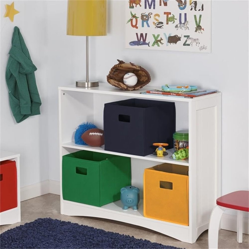 White 3-Shelf Horizontal Bookcase, Low Profile Storage Shelf, Floor-Standing Organizer For Living Room, Bedroom, Or Office