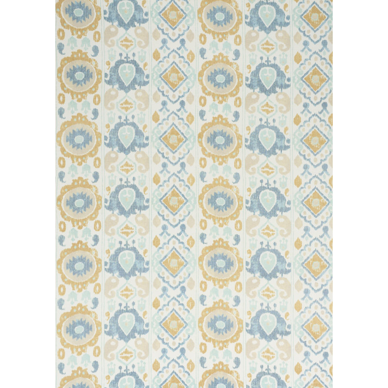 Elizia Ikat Fabric, Sky/Ochre