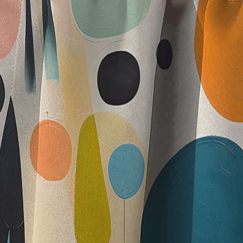 Rideau rose occultant Mid-Century ludique - Mid-Century abstrait - 1 panneau, L 52 po x L 120 po