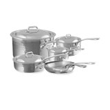 Mauviel M'elite Hammered 5-Ply 10-Piece Cookware Set With Cast Stainless Steel Handles And Curved Lid