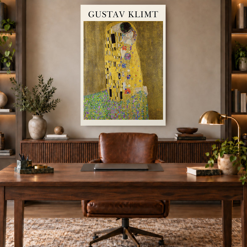 Gustav Klimt, Le Baiser, chef-d'œuvre Art Nouveau doré, toile murale, H 18 po x l 12 po